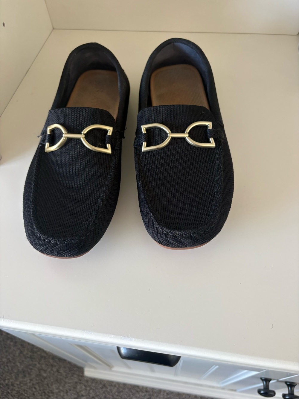 Rothy’s Black Slip-On Driving Loafers with Gold Accent - Picture 3 of 5
